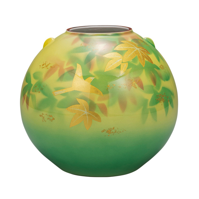 7号花瓶・金箔楓花鳥