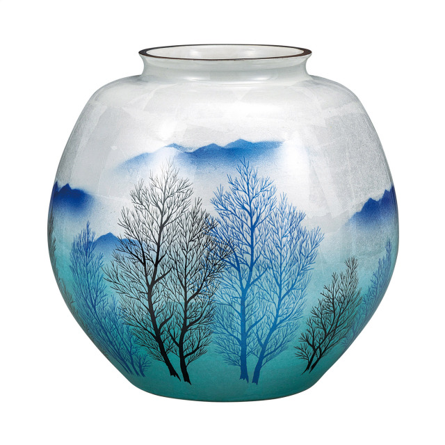 10号花瓶・銀彩木立