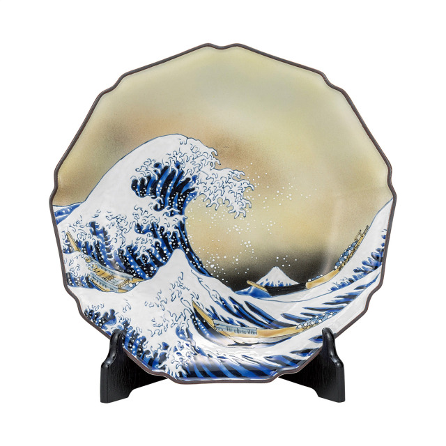 10号飾皿・北斎 神奈川沖浪裏（皿立付）