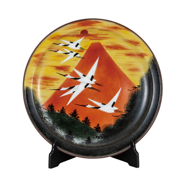 12号飾皿・赤富士（皿立付）