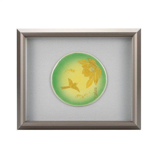 陶額・金箔花鳥