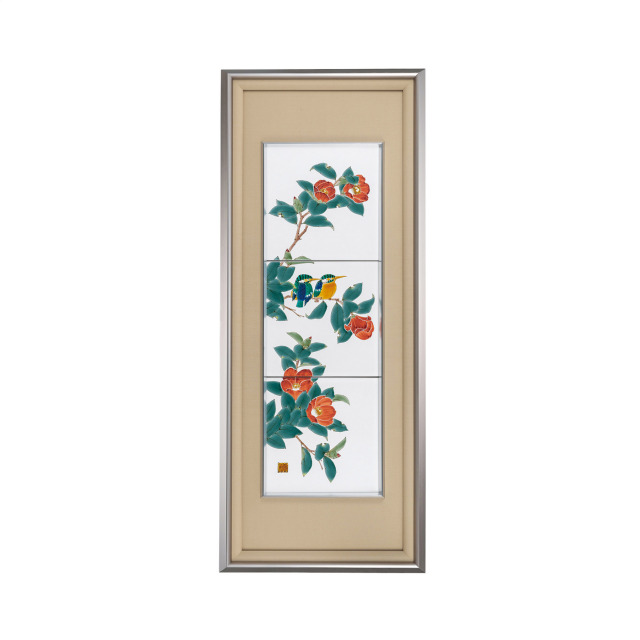 三つ組陶額・花椿に翡翠