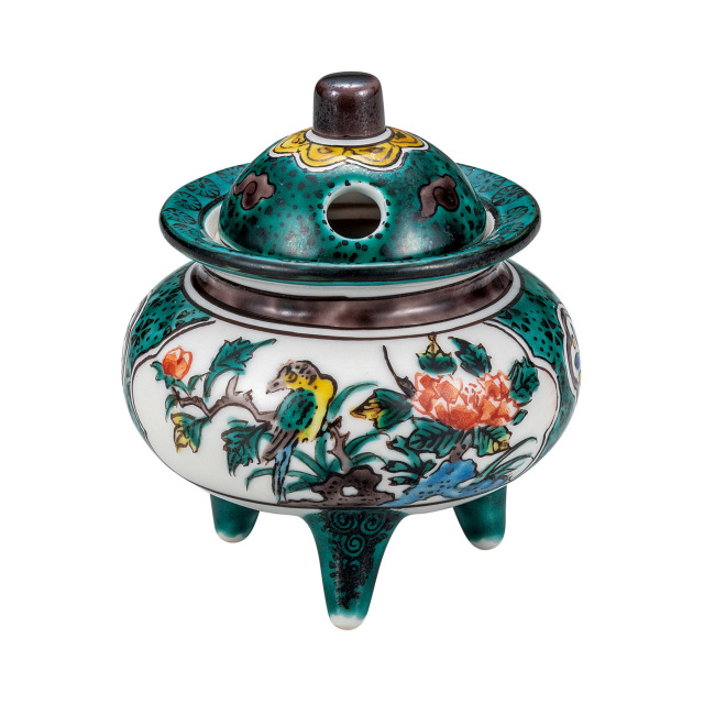 3号豆香炉・青九谷花鳥