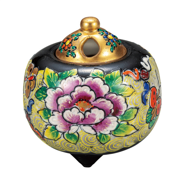 3.5号香炉・黒盛花と蝶