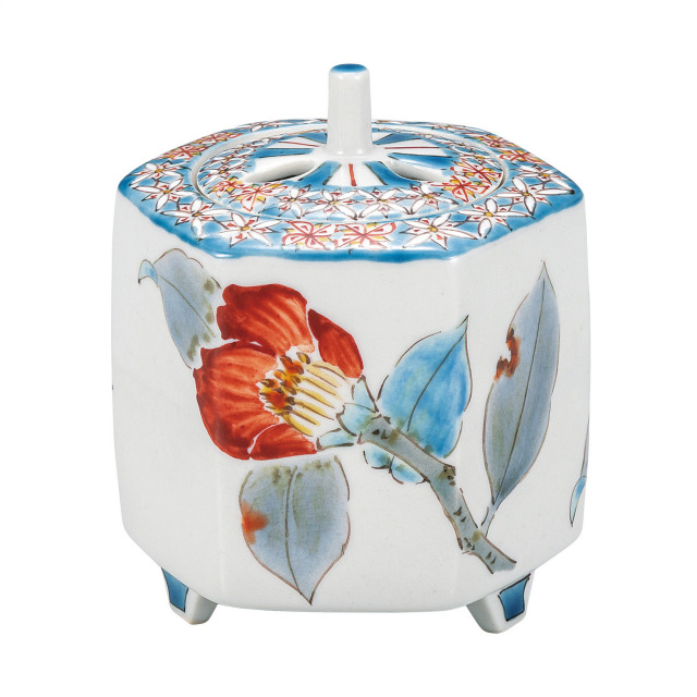 3号香炉・色小紋に椿図