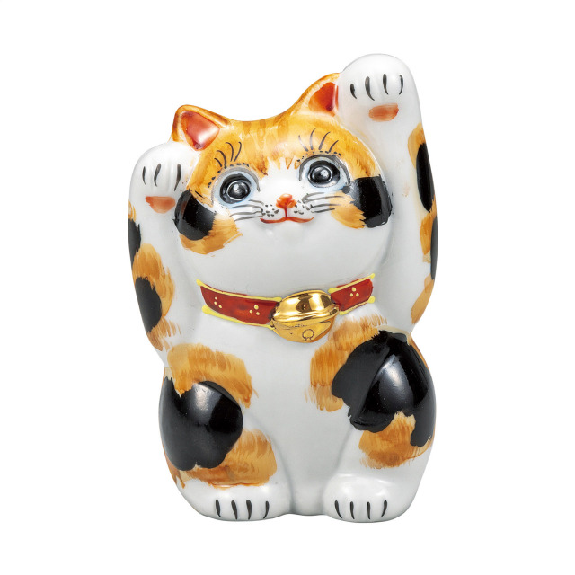 4号両手上げ招き猫・毛長三毛