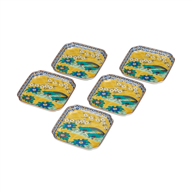 5.2号皿揃・吉田屋花鳥