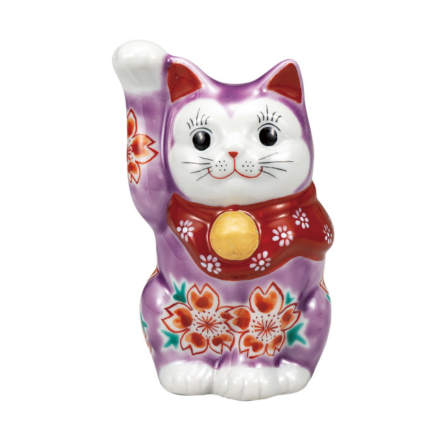 4号招き猫・パープル釉桜
