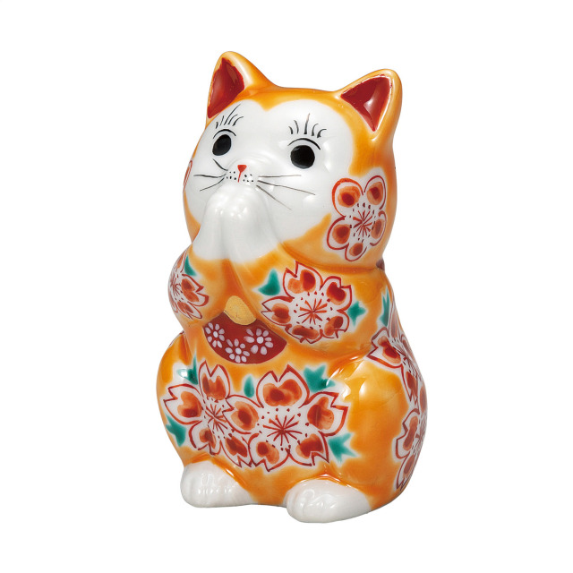 3.2号お祈り猫・オレンジ釉桜