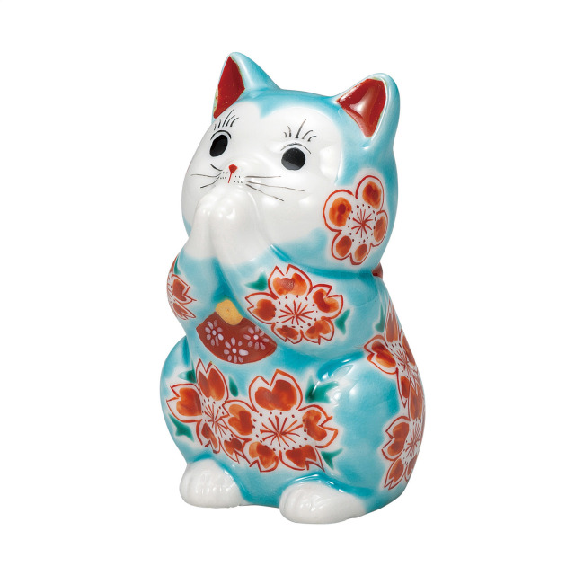 3.2号お祈り猫・トルコブルー釉桜