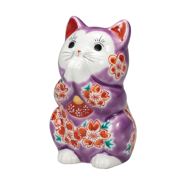 3.8号お祈り猫・パープル釉桜