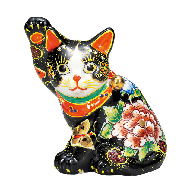 5.5号横座招き猫・黒盛花と蝶