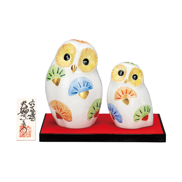 6号夫婦ふくろう・白盛（台・敷物・立札付）