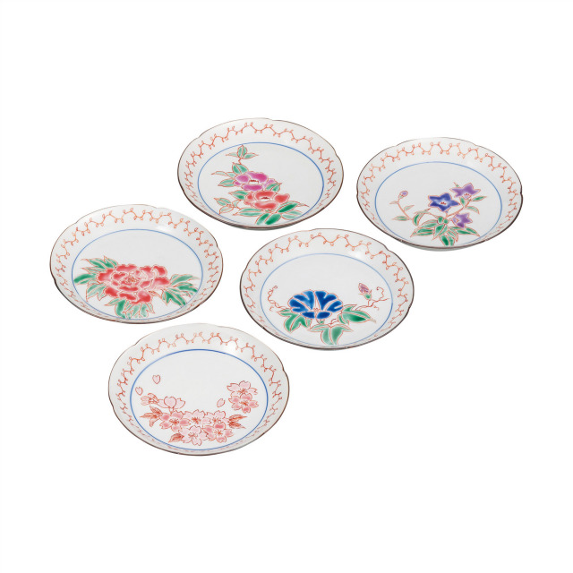 5.2号皿揃・草花絵変り