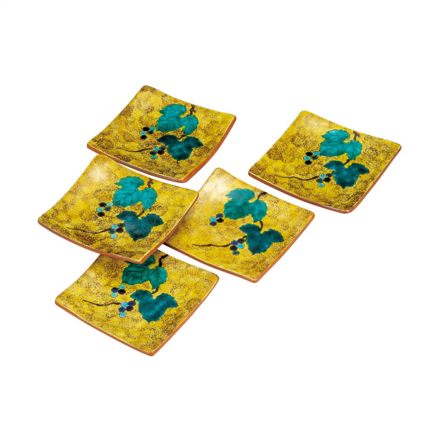 4.5号角皿揃・吉田屋野ぶどう