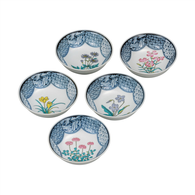 4.5号小鉢揃・草花絵変り