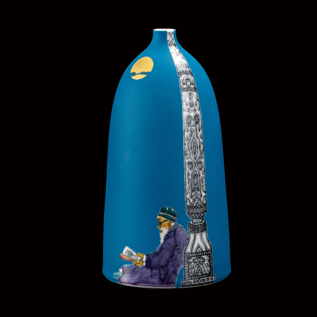 9号花器・色絵遠い日　静日