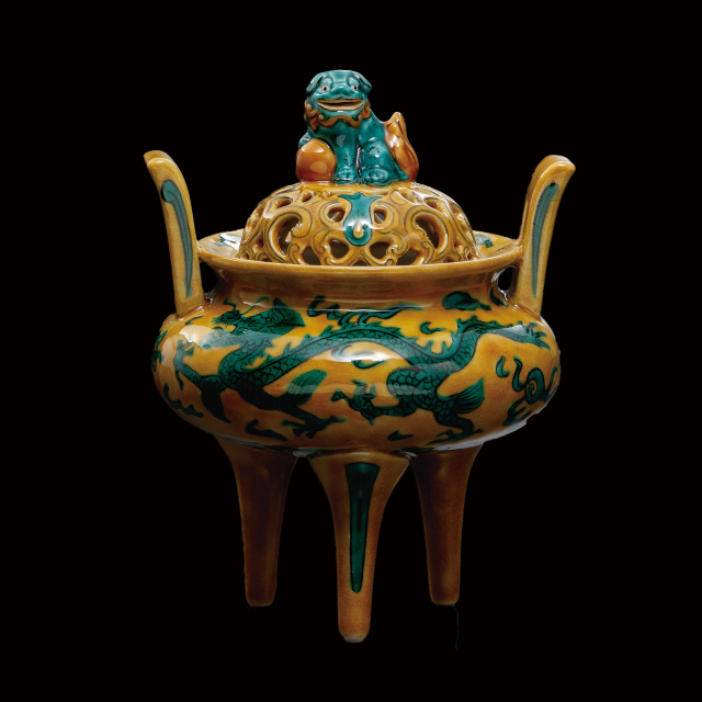 5号香炉・黄彩龍ノ図