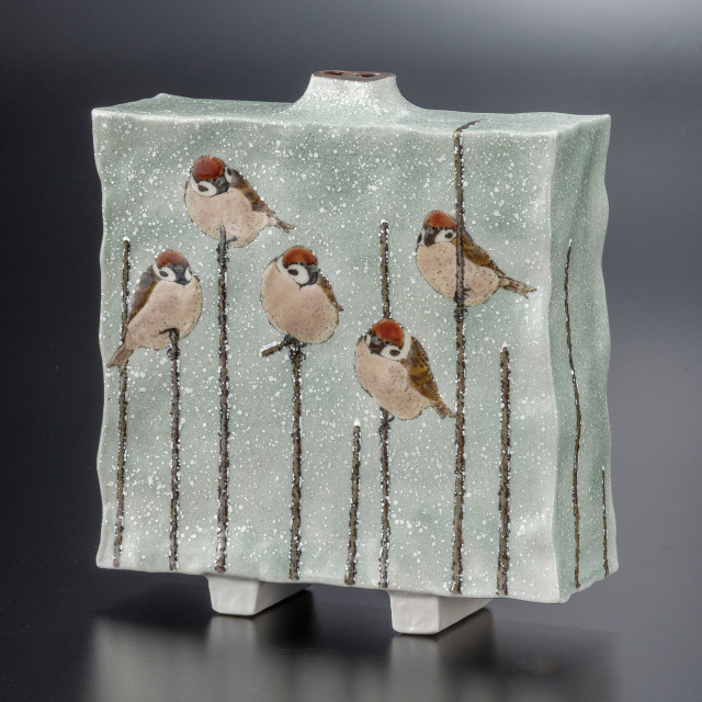 6.8号扁壺・銀花