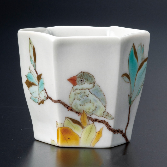 ぐい呑・木蓮に鳥