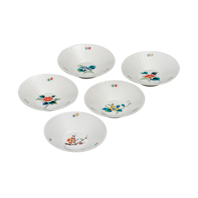 4.5号浅鉢揃・草花絵変り