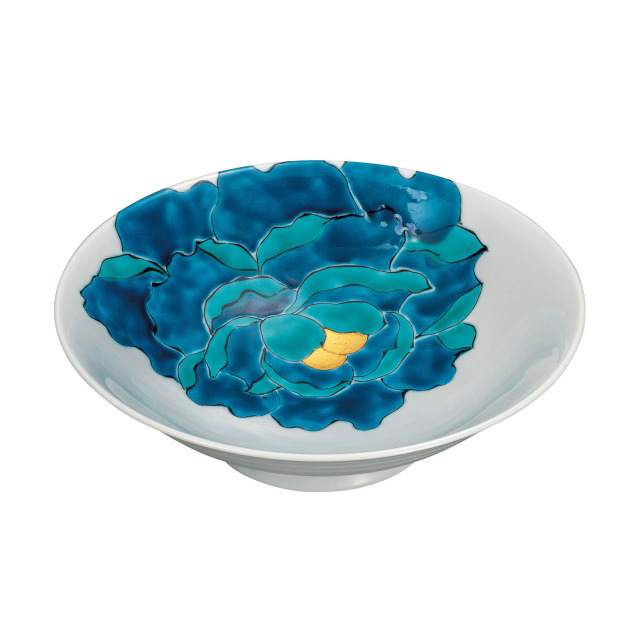 8号鉢・色絵青牡丹図