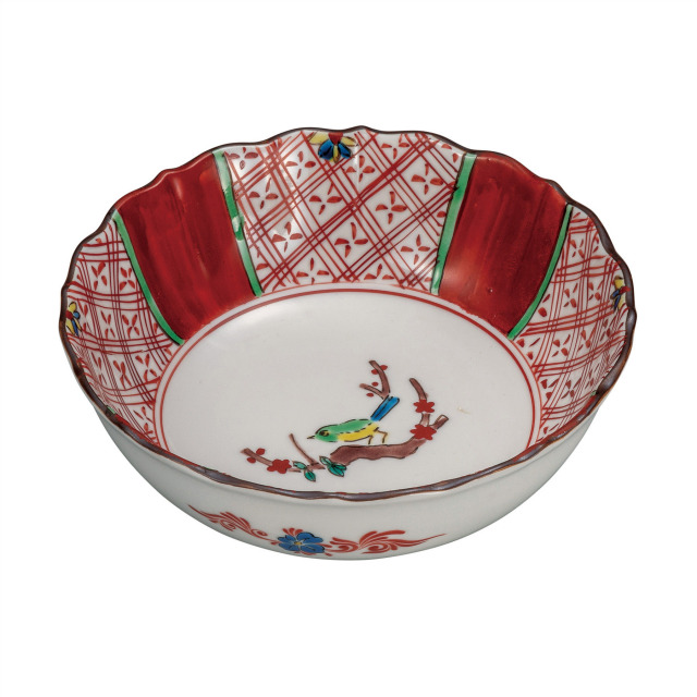 6号鉢・赤絵花鳥