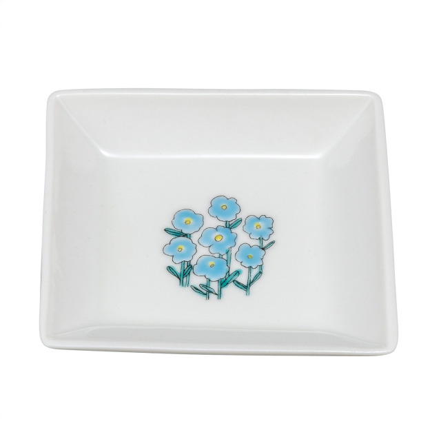 3号角小皿・花束　水色