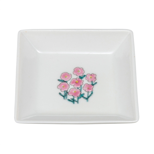 3号角小皿・花束　ピンク