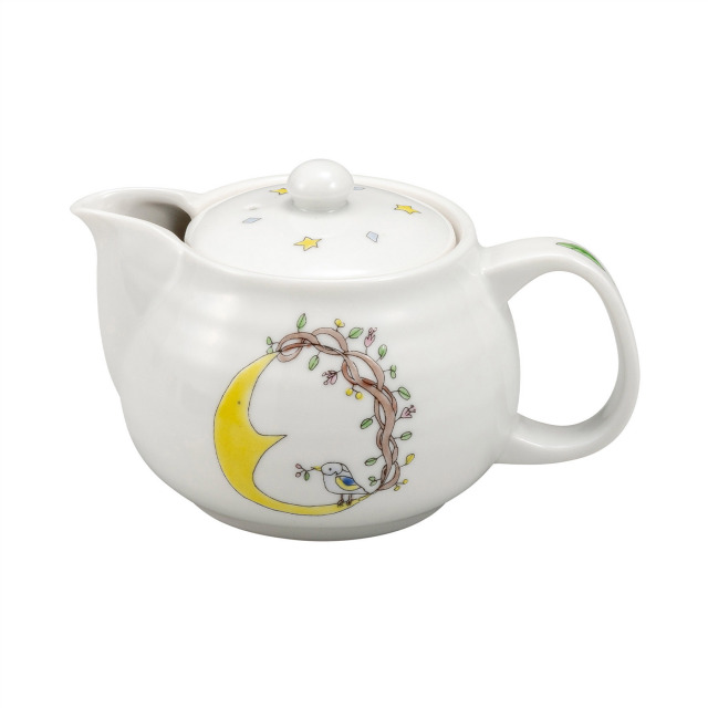 ポット・月と鳥（網付）