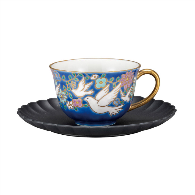 カップ＆ソーサー・白鳩（ソーサー山中漆器）