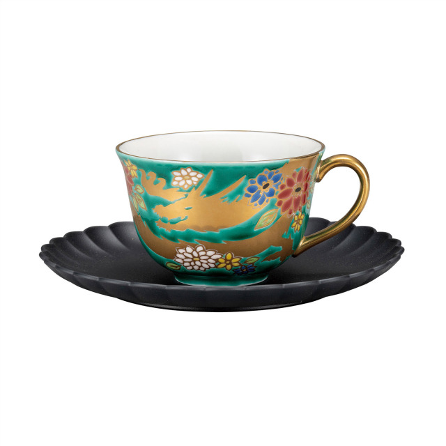 カップ＆ソーサー・金龍（ソーサー山中漆器）