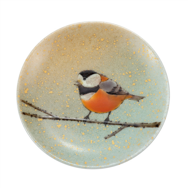 飾香皿・ヤマガラ（皿立付）