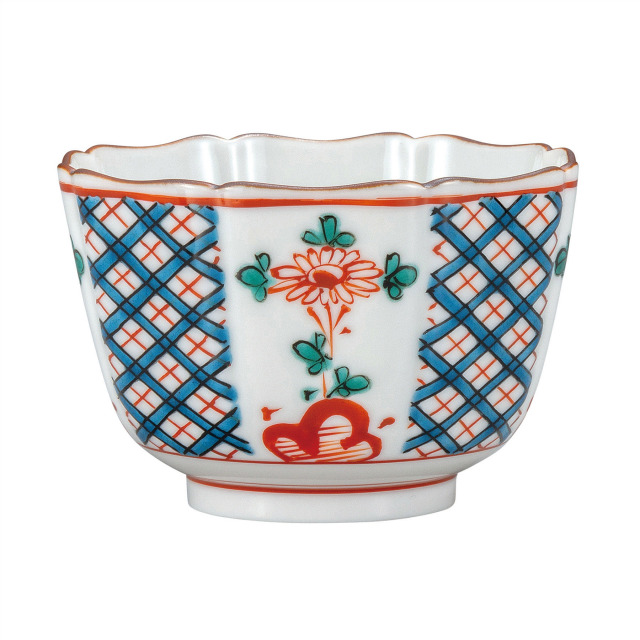 3号八角小鉢・呉須赤絵