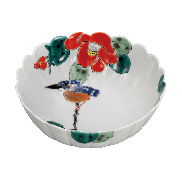 5.2号鉢・椿に翡翠