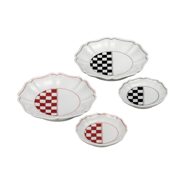 5.5号ペア皿揃・市松文様