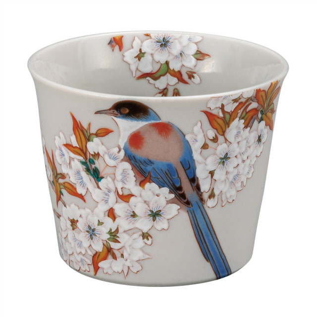 そば猪口・山桜に鳥