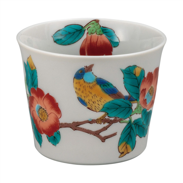 そば猪口・椿に鳥