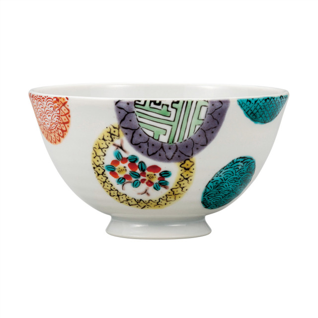 軽量飯碗・色絵丸紋