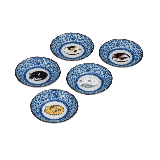 4号皿揃・眠り猫