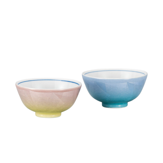 組飯碗・二色銀彩