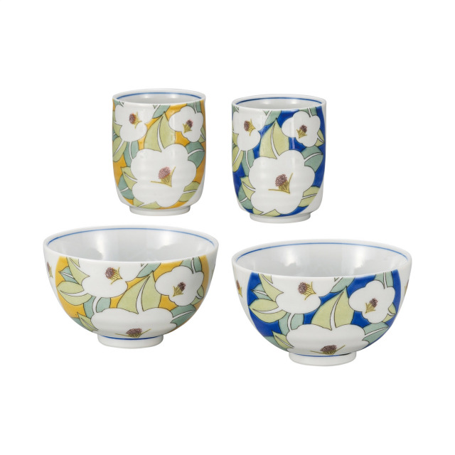 睦揃・釉彩花椿