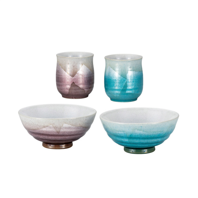 睦揃・銀彩　水色/紫