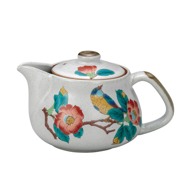 ポット急須・椿に鳥（網付）