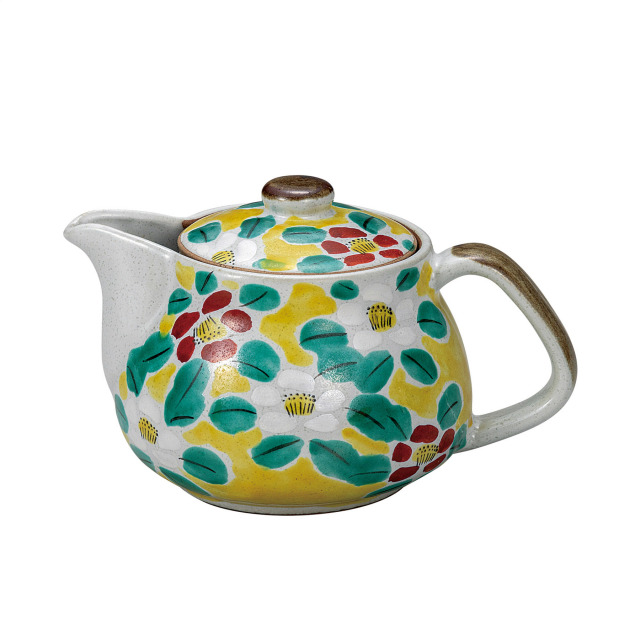 ポット急須・花模様（網付）