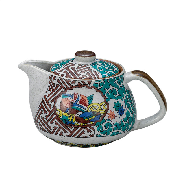 ポット急須・古九谷花鳥（網付）