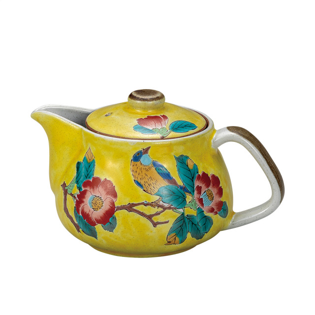 ポット急須・吉田屋椿に鳥（網付）