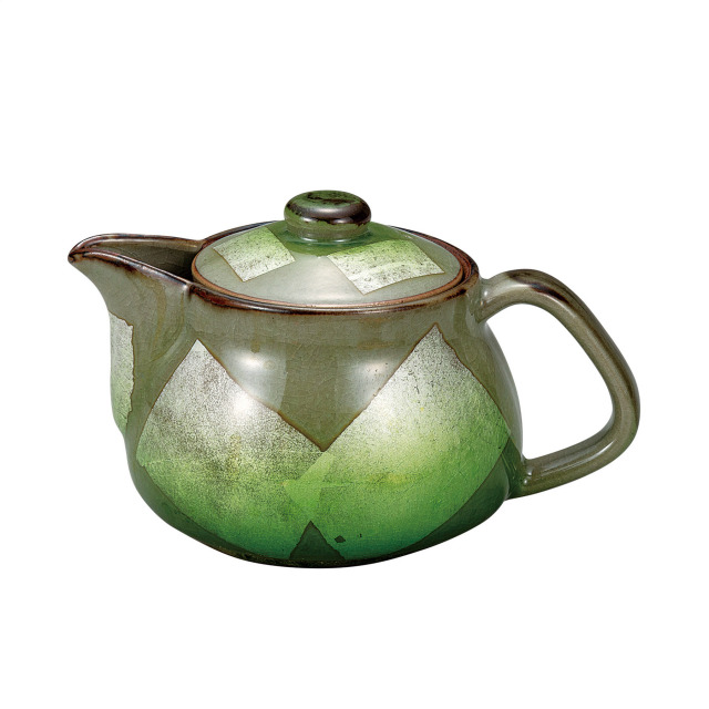 ポット急須・銀彩　ひわ（網付）