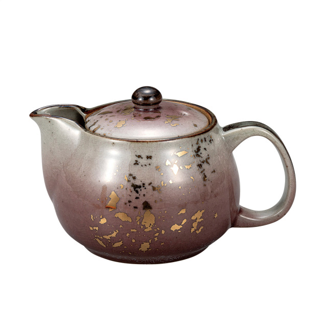 ポット急須・釉彩金ちらし（網付）