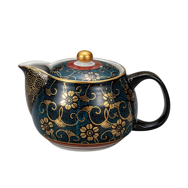 ポット急須・青粒鉄仙（網付）